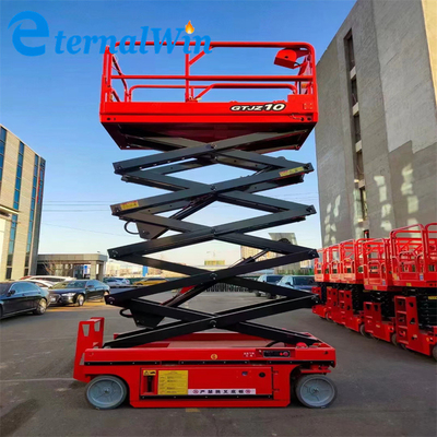 10 m Hauteur de levage 350 kg Plateforme de levage à ciseaux électrique rouge