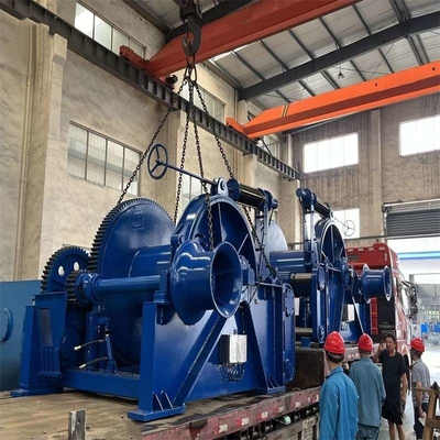 treuil hydraulique bleu d'ancre du tambour 500kN pour le bateau de pêche de cargaison